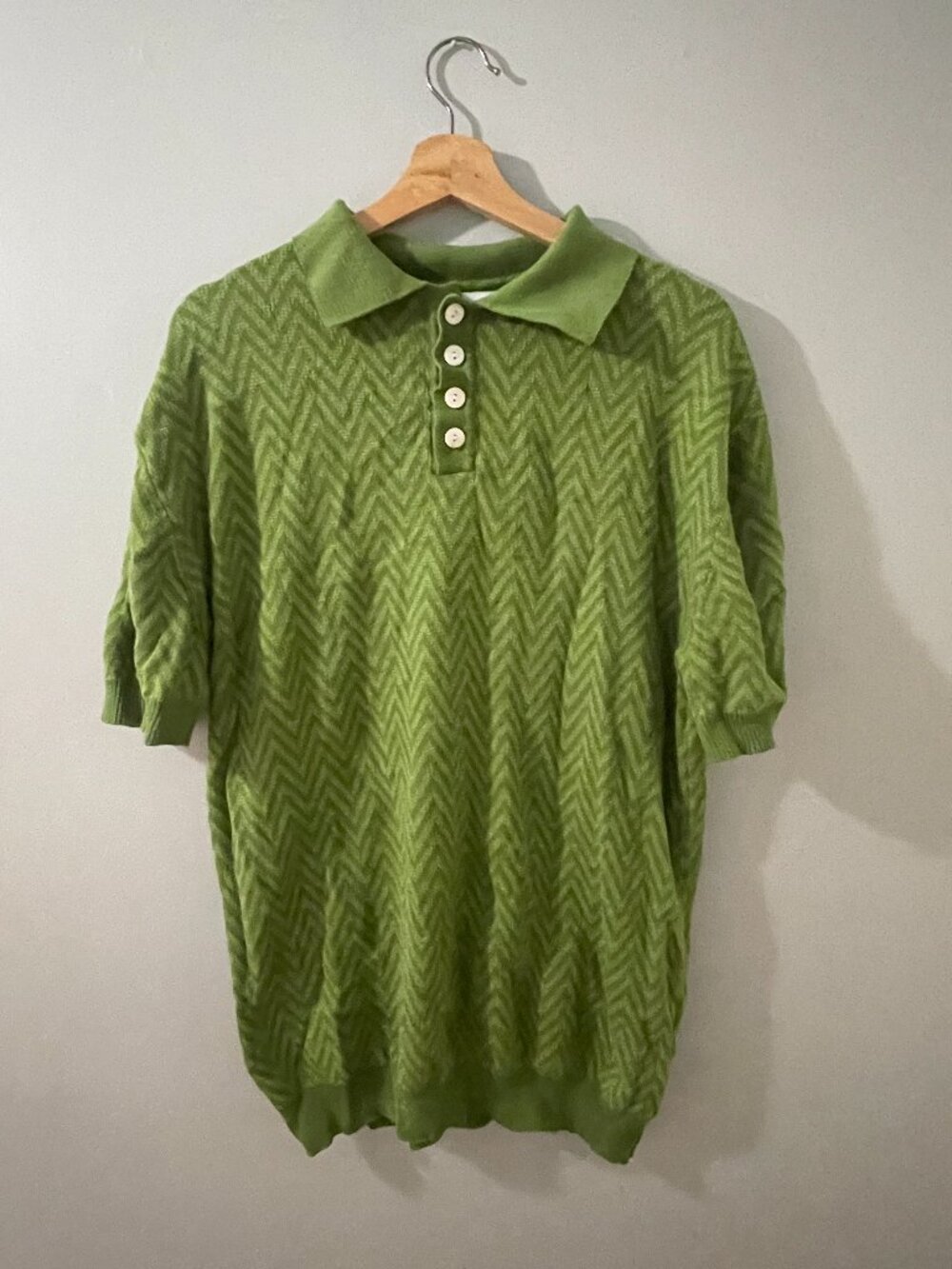 2XL Green Knit Polo Shirt
